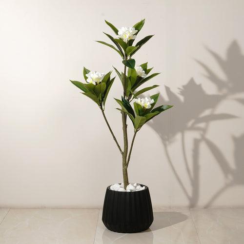 Aloha Charm ~ 4 Feet Tall Frangipani Artificial Plant - White