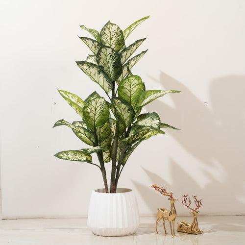 The Abundant Beginnings: Artificial Dieffenbachia Plant - 4 Feet Tall (Without Pot)