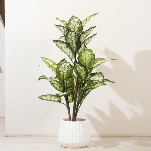 The Abundant Beginnings: Artificial Dieffenbachia Plant - 4 Feet Tall (Without Pot)