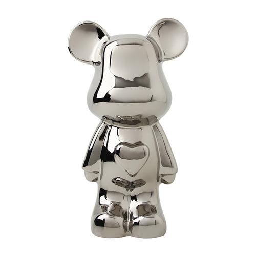 Joviality of a Playful Soul - Ceramic Bear Table Showpiece - Silver