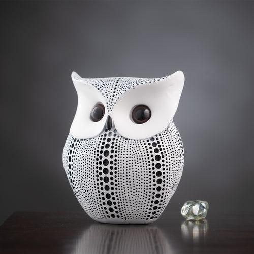 An Illuminated Awakening - Owl Table Showpiece - White