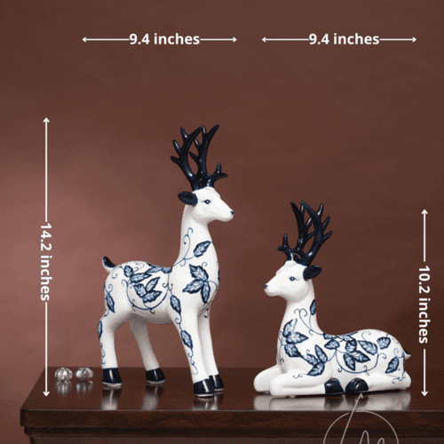 The Scintillating Reindeer - Porcelain Table Showpieces (Set of 2)