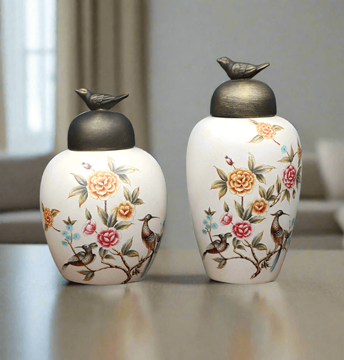 Magnolia Bloom Jar Decor Accent (Set of 2)