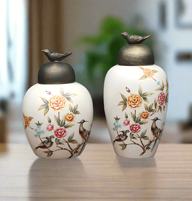 Magnolia Bloom Jar Decor Accent (Set of 2)