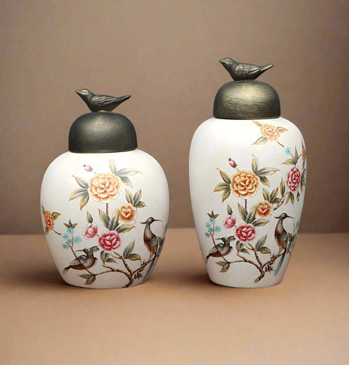 Magnolia Bloom Jar Decor Accent (Set of 2)