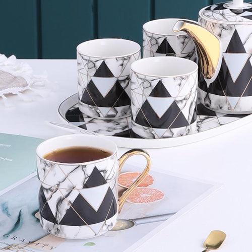 Black & White Marvel Evening Teaset (6 Pieces Set with Tray)