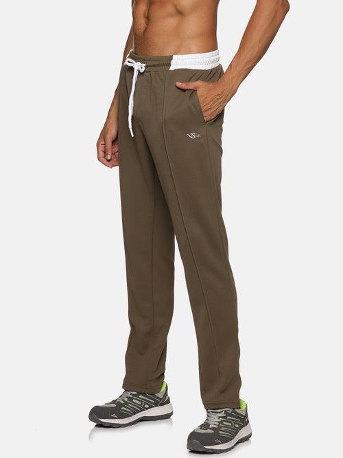 VS by Sehwag Poly Cotton PC Trackpant for Men Olive green