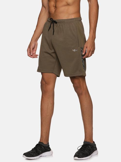 VS by Sehwag Poly Cotton PC Shorts for Men Olive green