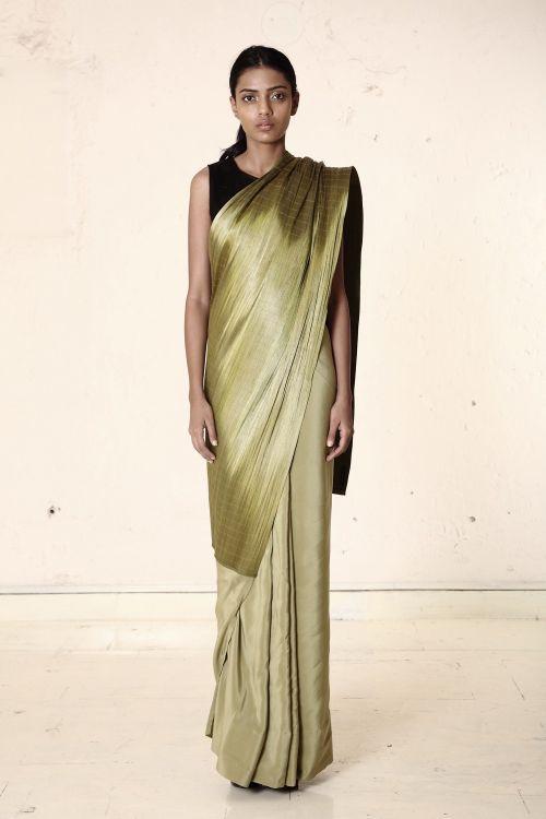 Green Metal Wire Saree