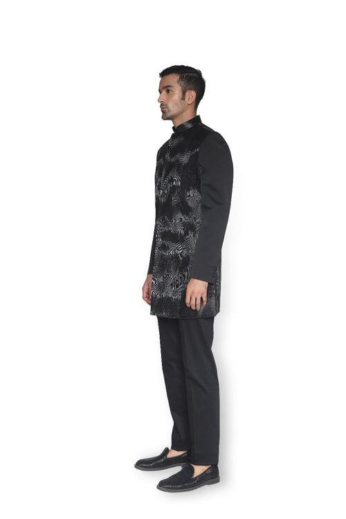 Metallic Cord Waves Texture Sherwani