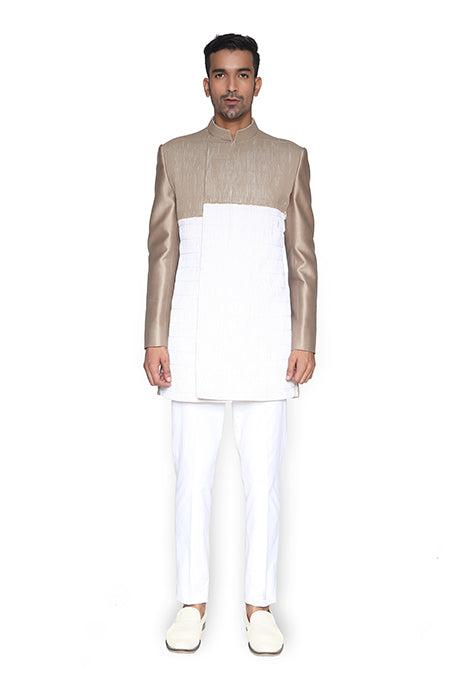 Sherwani With Woven Chiffon Cord Texture