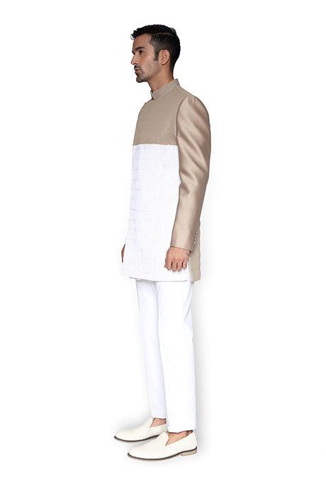 Sherwani With Woven Chiffon Cord Texture