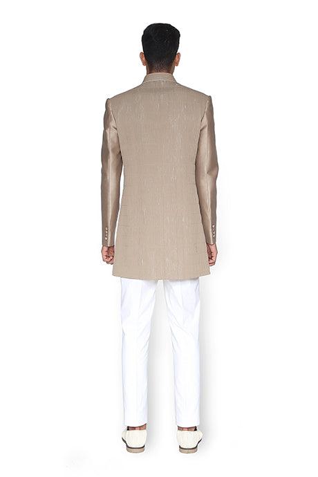 Sherwani With Woven Chiffon Cord Texture