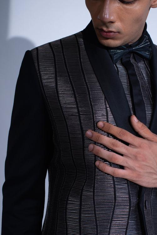 Wave Cord Corrugated Panel Tuxedo with Trousers