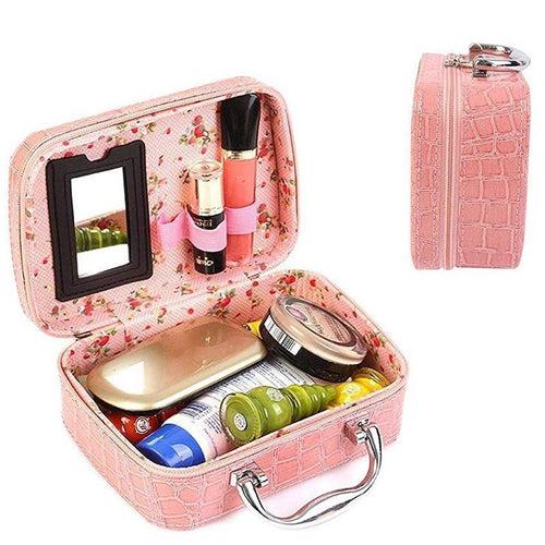 DecorADDA Cosmetic Organizer Bag with Mirror (8 colour options )