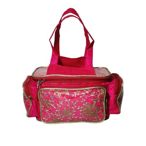 DecorADDA Embroidered PVC Laminated Pooja Bag