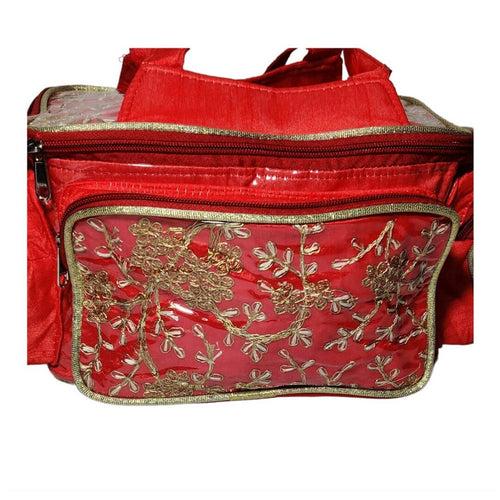 DecorADDA Embroidered PVC Laminated Pooja Bag