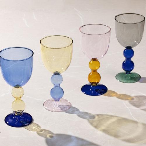 Cielo Porcelain Grey & Blue Balloon Glass- Set of 2