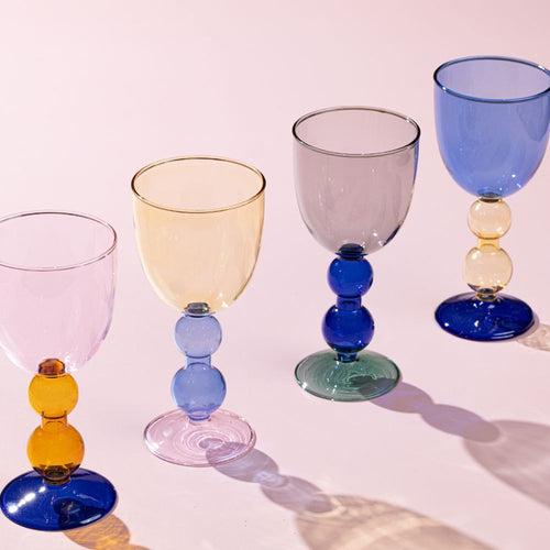 Cielo Porcelain Blue & Yellow Balloon Glass- Set of 2