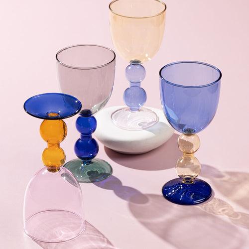 Cielo Porcelain Yellow & Blue Balloon Glass- Set of 2
