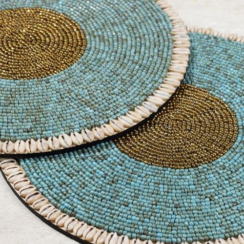 Oceana Blue Gold Tablemats - Set of 2