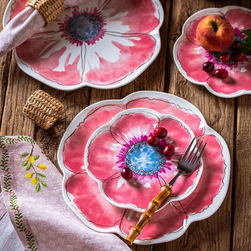 Augusta Floral Pink Snack Plate - Set of 2