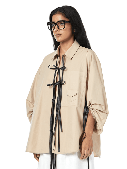 RUCHED SLEEVE OVERSIZED SHIRT