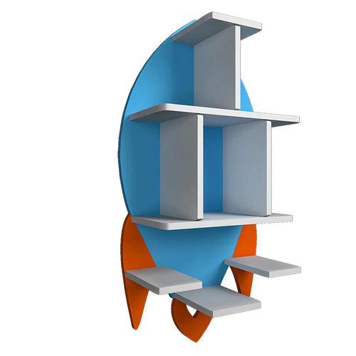 Rocket Shape Wooden Wall Storage Shelf for Kids