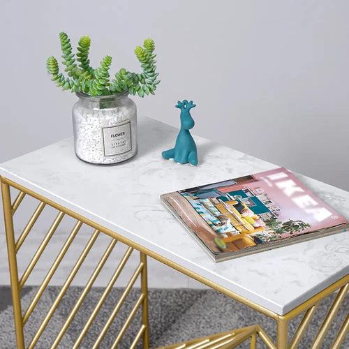W-Base White Marble Top Console Table