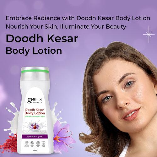 Globus Naturals Doodh Kesar Body Lotion, Enriched with Gulab and Haldi, For Natural Glow, 200ml