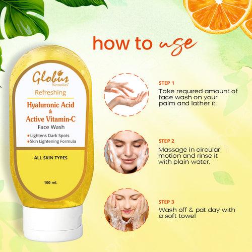 Globus Remedies Hyaluronic Acid & Vitamin C Face wash  100 ml