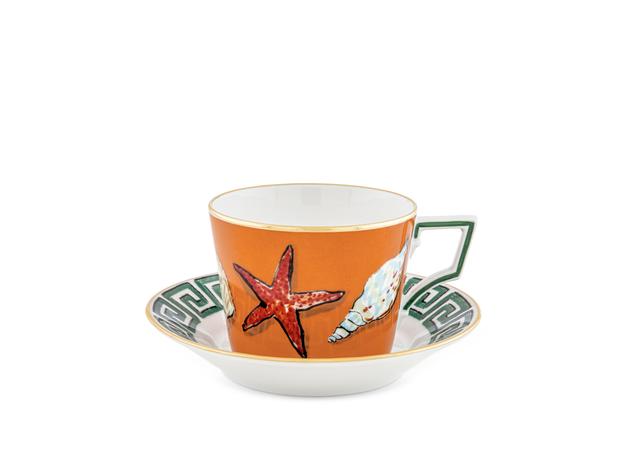 IL Viaggio Di Nettuno Rock Orange, Set of Two Tea Cups & Saucers