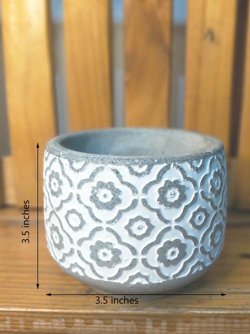 Grey Series - 3.5 inches Cement Planter - Mughal Lattice