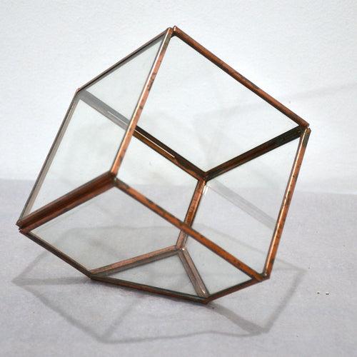 Inclined Cube Terrarium Glass Bowl (6 Inches)