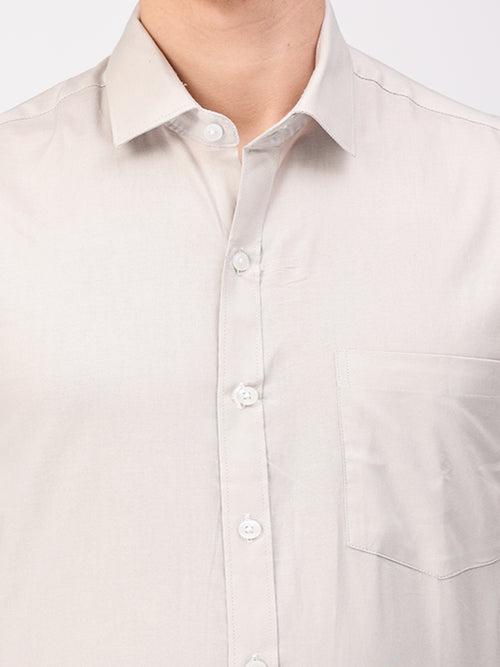 Copperline Men Light Grey Plain Formal Shirt