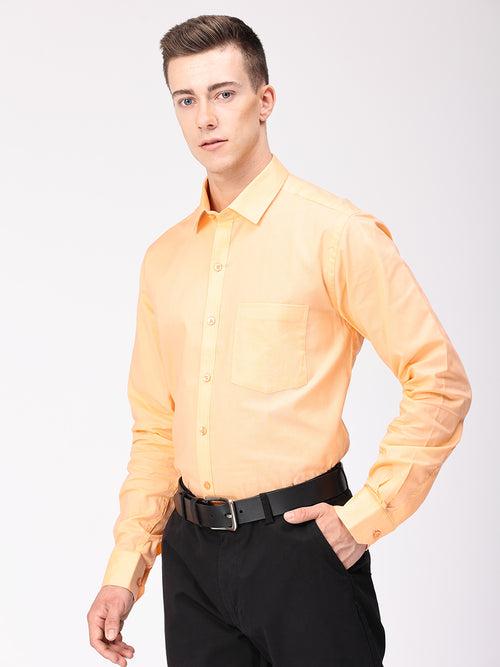 Copperline Men Orange Plain Formal Shirt