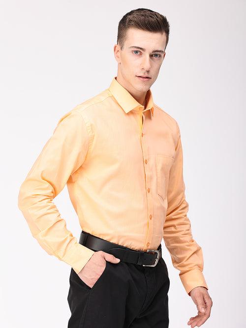 Copperline Men Orange Plain Formal Shirt