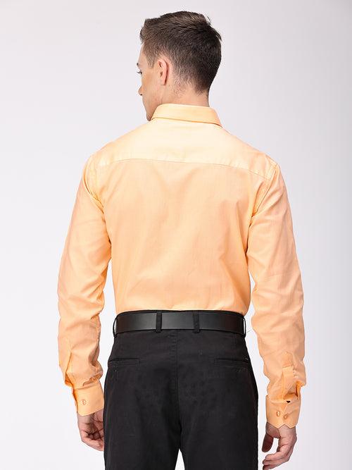 Copperline Men Orange Plain Formal Shirt