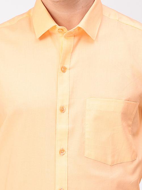 Copperline Men Orange Plain Formal Shirt