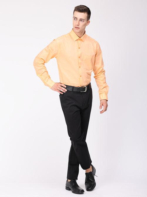 Copperline Men Orange Plain Formal Shirt