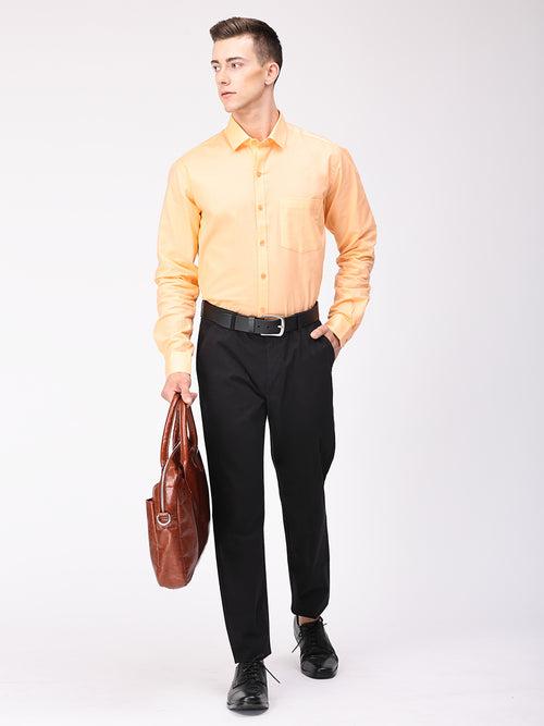 Copperline Men Orange Plain Formal Shirt