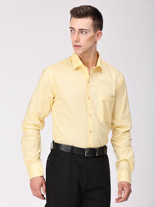 Copperline Men Yellow Plain Formal Shirt