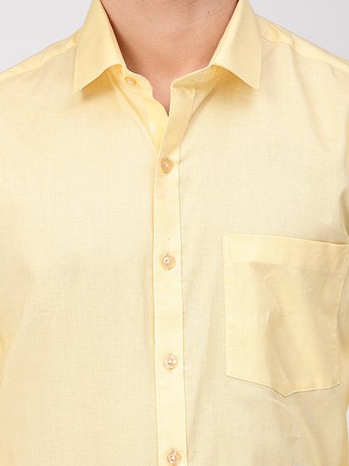 Copperline Men Yellow Plain Formal Shirt