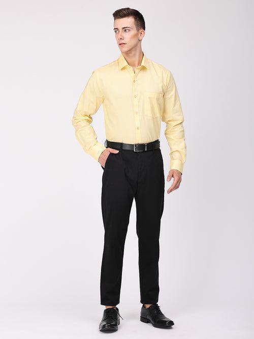 Copperline Men Yellow Plain Formal Shirt