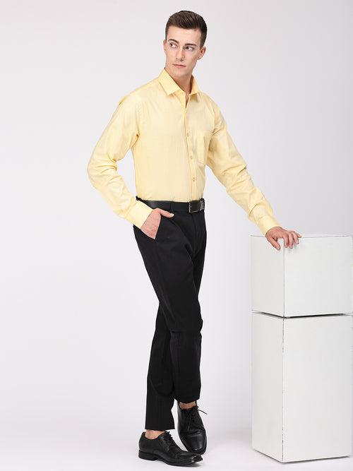 Copperline Men Yellow Plain Formal Shirt