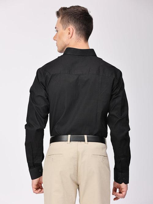 Copperline Men Black Plain Formal Shirt