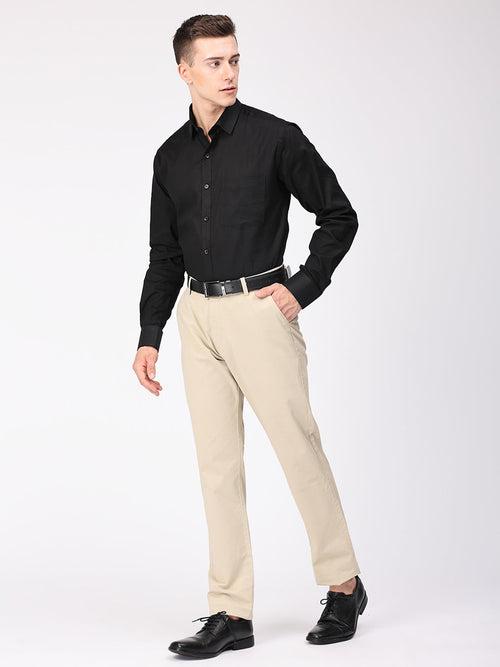 Copperline Men Black Plain Formal Shirt