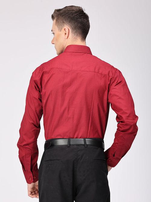 Copperline Men Maroon Plain Formal Shirt