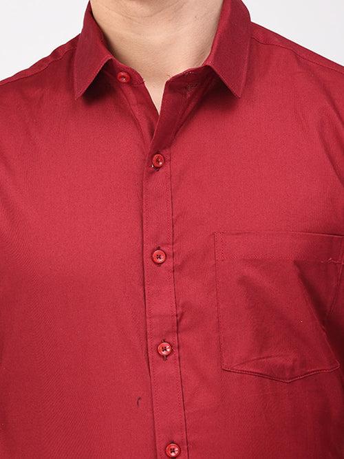 Copperline Men Maroon Plain Formal Shirt