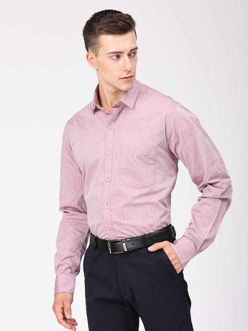 Copperline Men Light Red Plain Formal Shirt